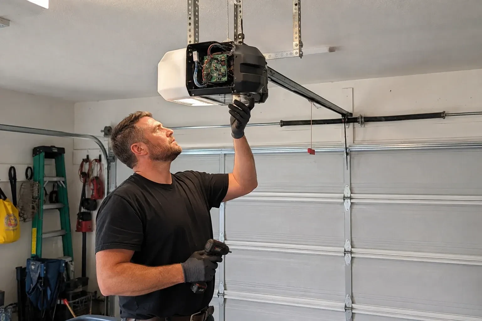 Illustrative garage doors scene — Belt-Drive Opener Repair, Centre Wellington